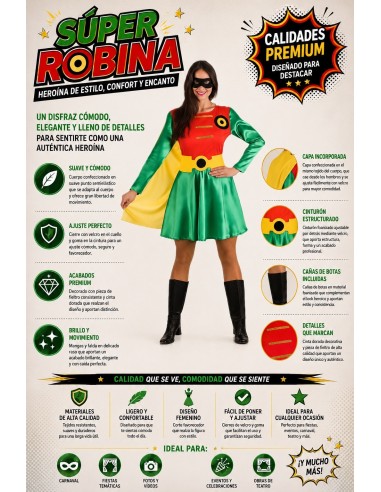 Costume Super Robin Taille M | Costumes pour Adultes Le Roi du Carnaval